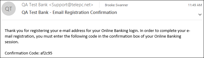 email with a confirmation code